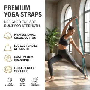 Yoga Stretch Strap Resistance Band with Poly-Cotton Webbing