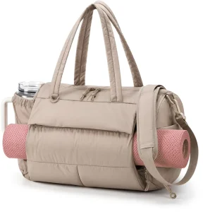 Yoga Tote with Knotted Handle, 23 L Waterproof Duffel, Mat and Laptop Sleeve, Lightweight Travel and Work Bag