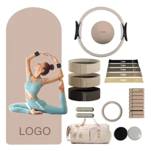 Yoga and Pilates Fitness Set with Mat, Yoga Ball, Pilates Ring, Stretch Band, and Resistance Band