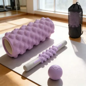 Yoga and Pilates Foam Roller Set with Massage Stick and Balls for Fitness, Recovery, and Flexibility Training