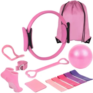 Yoga and Pilates Training Set with Pilates Ring, Yoga Ball, and Resistance Bands for Home Gym