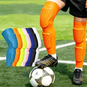 Youth Long Compression Leg Sleeves with Honeycomb Pads, Shin Guard and Knee Protector