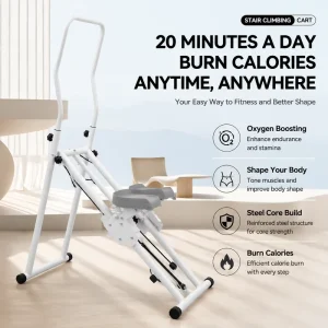 ZKM HCM04 Foldable Adjustable Portable Lightweight Quiet Indoor Stair Climbing Stepper with All Wheel Drive for Home Office Use